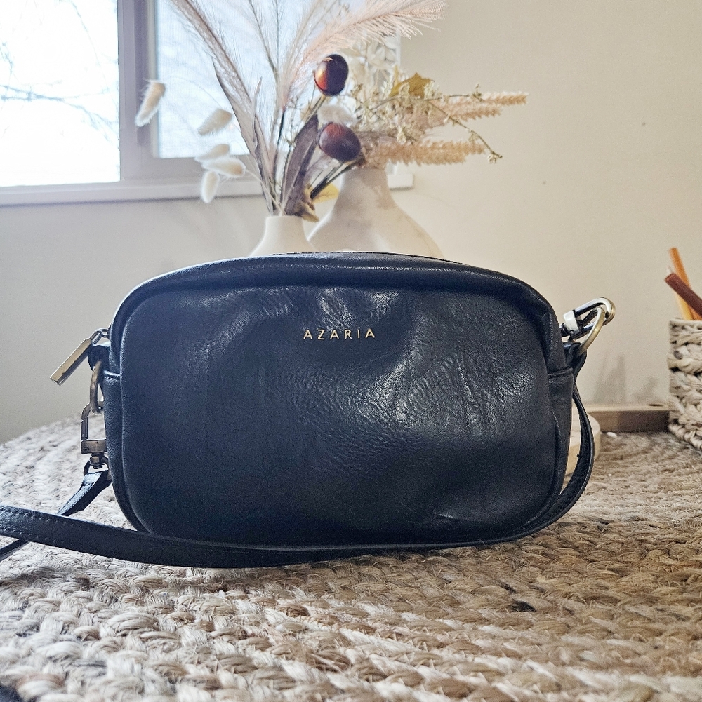 Azaria Elegant Black Leather Crossbody Bag